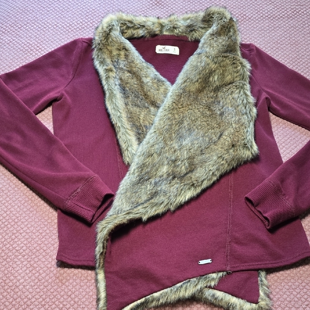 Hollister Faux Fur Trim  Wrap Cardigan